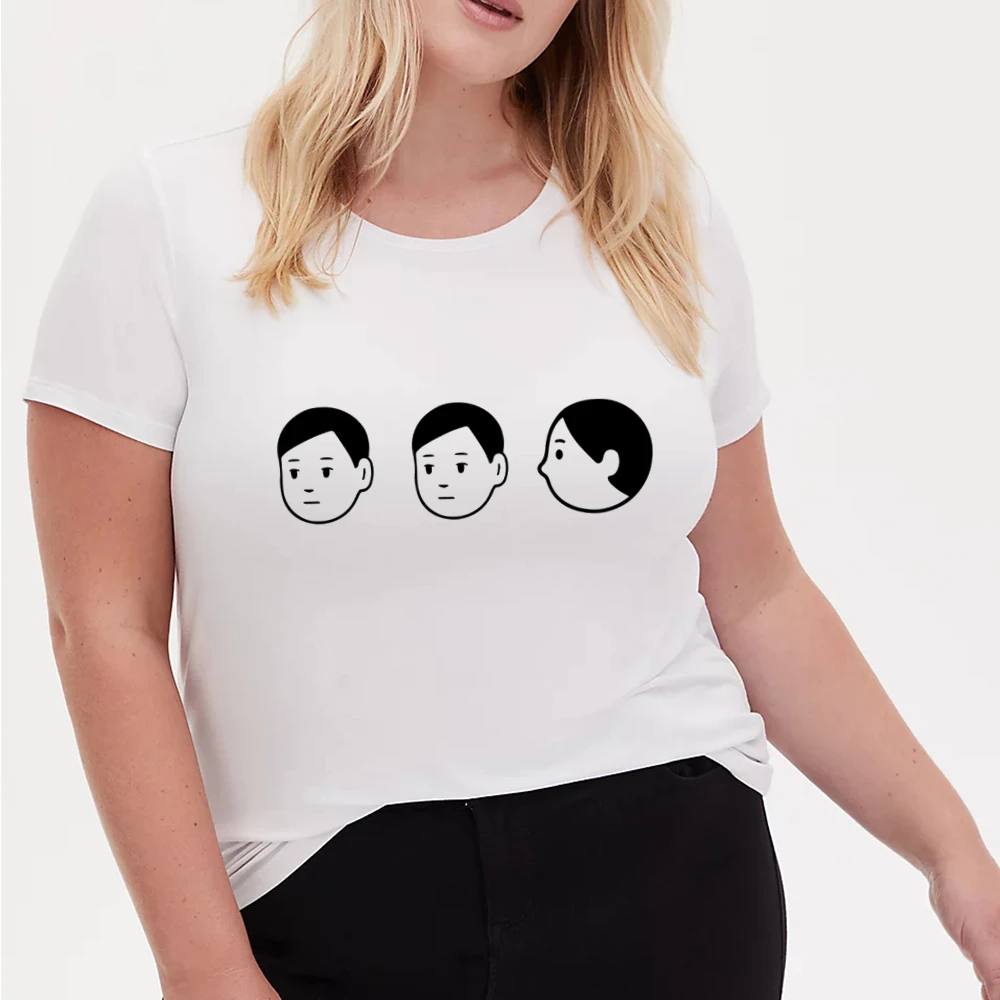 

Женская летняя футболка Puls- Size с милым мультяшным принтом, удобные женские футболки с коротким рукавом и круглым вырезом, большого размера