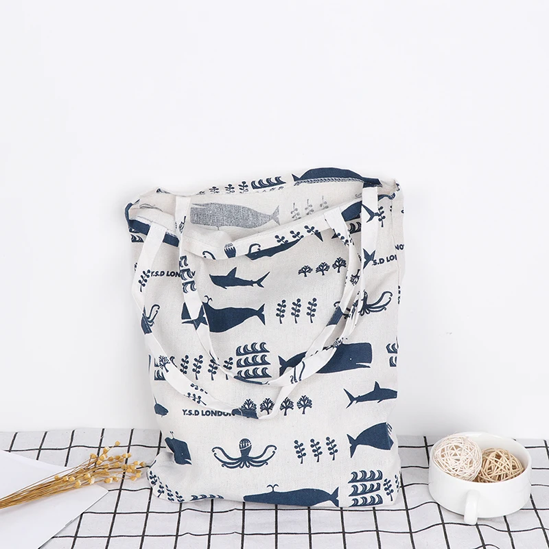 1 шт печать Кита осьминог море жизни хозяйственные сумки Прочный слой без