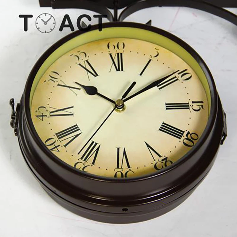 Европейские настенные часы в стиле ретро двухсторонние Подвесные украшение для