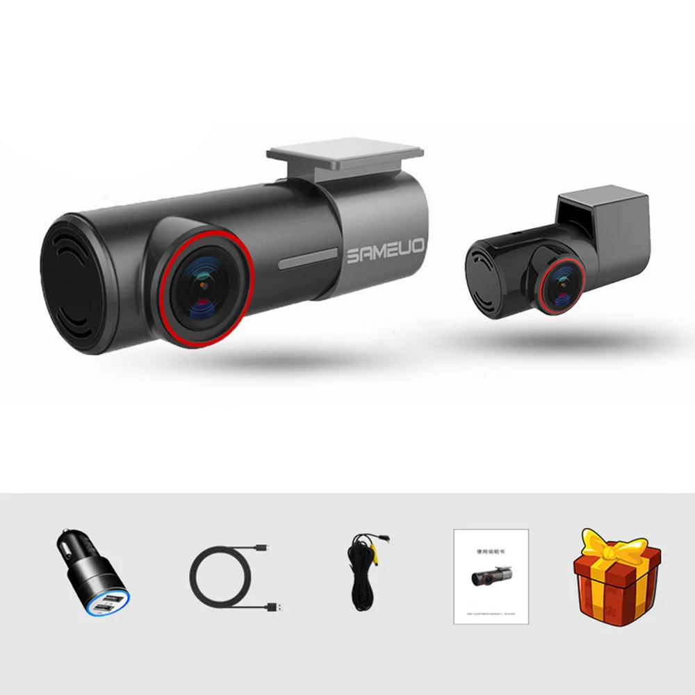 

12MP Dual-camera Front Back Automobile DVR High Definition WiFi Carcorder with Screen Car Digital Video Record (Black)