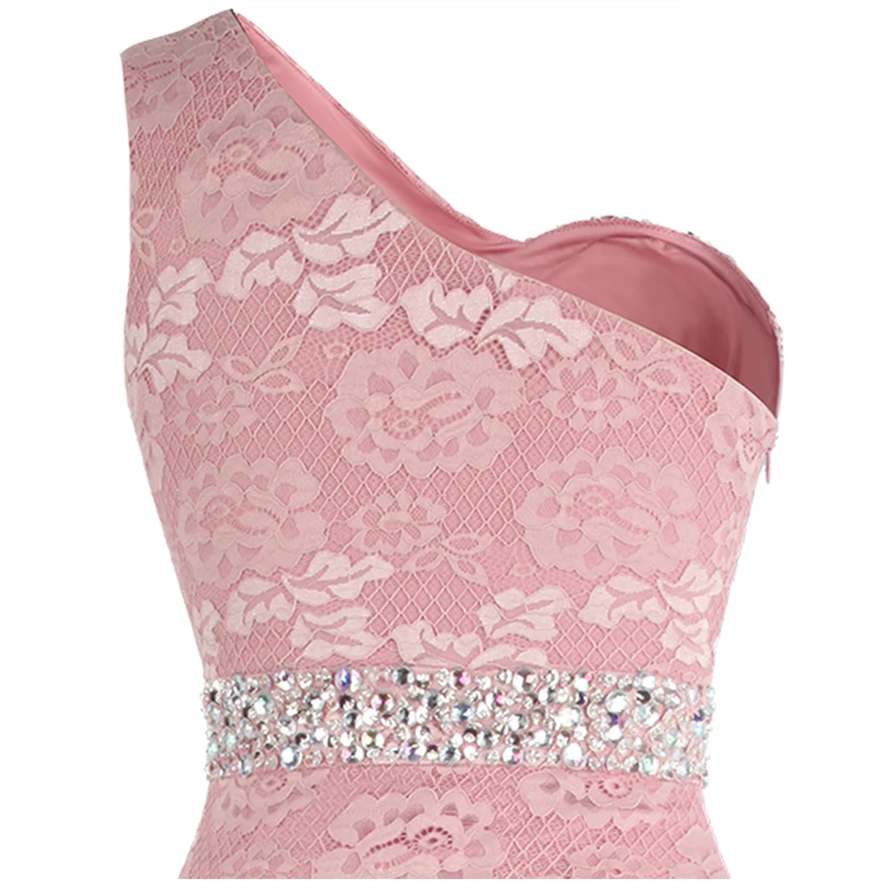 Angel fashions женское кружевное Плиссированное вечернее платье на одно плечо с