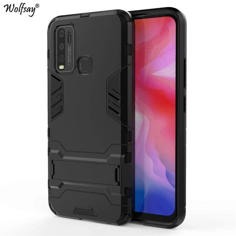 

Wolfsay Case For Vivo Y50 Cover for Vivo Y30 Slim PC + Soft Rubber Armor Cases For Vivo Y50 Cover Phone Holder Fundas