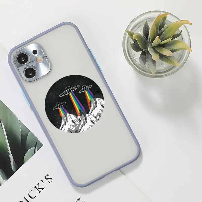 

Alien space Phone Case For iPhone 12 11 Mini Pro XR XS Max 7 8 Plus X Matte transparent Gray Back Cover