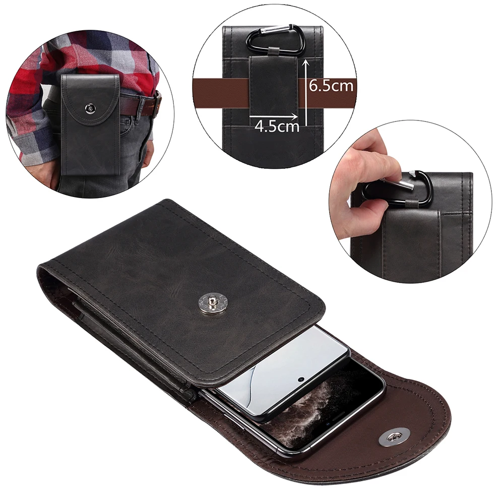 Dual Layer Leather Belt Case For iPhone 11 / XS Max XR/ XS/ X 8 Plus 7 6 Phone Pouch Holster With Carabine | Мобильные телефоны и