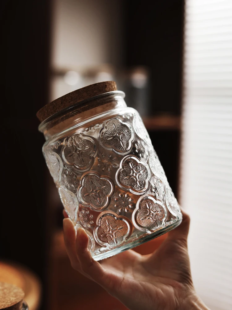 

Retro Pane Glass Jar Storage Bottle Sealed Food Container Household Nut Candy Jar Aromatherapy Candle Bottle Box Decoration Gift
