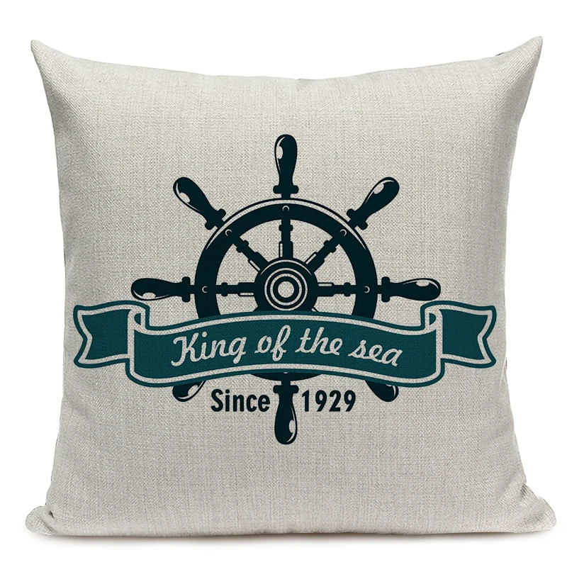 Морской синий шлем Печатный чехол для подушки с принтом &quotякорь&quot хлопковая