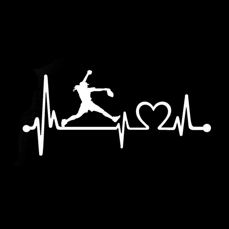 

17.5CM*8CM Interesting Softball Girl Pitching Lifeline Vinyl Decal Car Sticker S9-0300