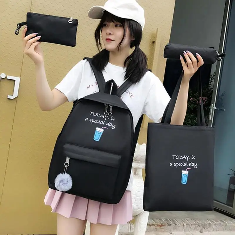 4 шт./компл. холщовый рюкзак с буквенным принтом чехол-карандаш для