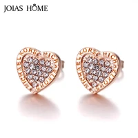 joiashome heart shaped stud earrings for women silver 925 jewelry trendy female rose gold color ear studs wedding accessory gift