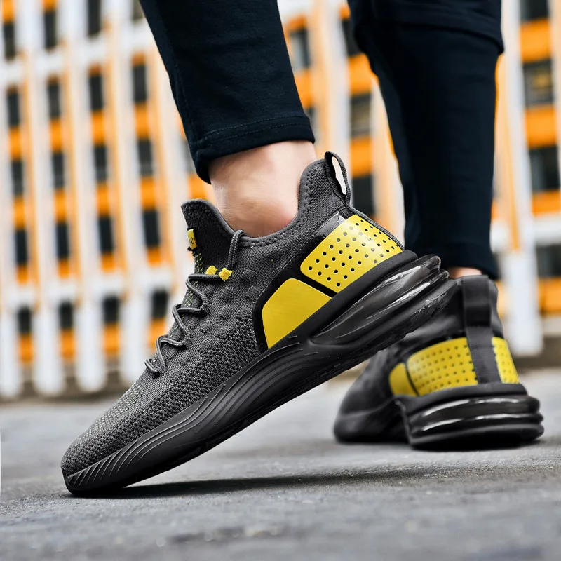 Амортизирующая Мужская дышащая обувь для бега новый стиль Черная спортивная