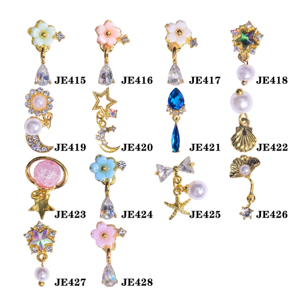 10 шт./лот 3D сплав дизайн ногтей стразы цветочный жемчуг с кристаллами шпильки