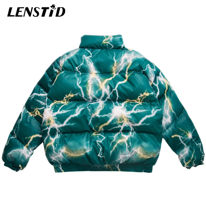LENSTID 2019 хип хоп с принтом молнии уличная одежда мужская теплая куртка парка