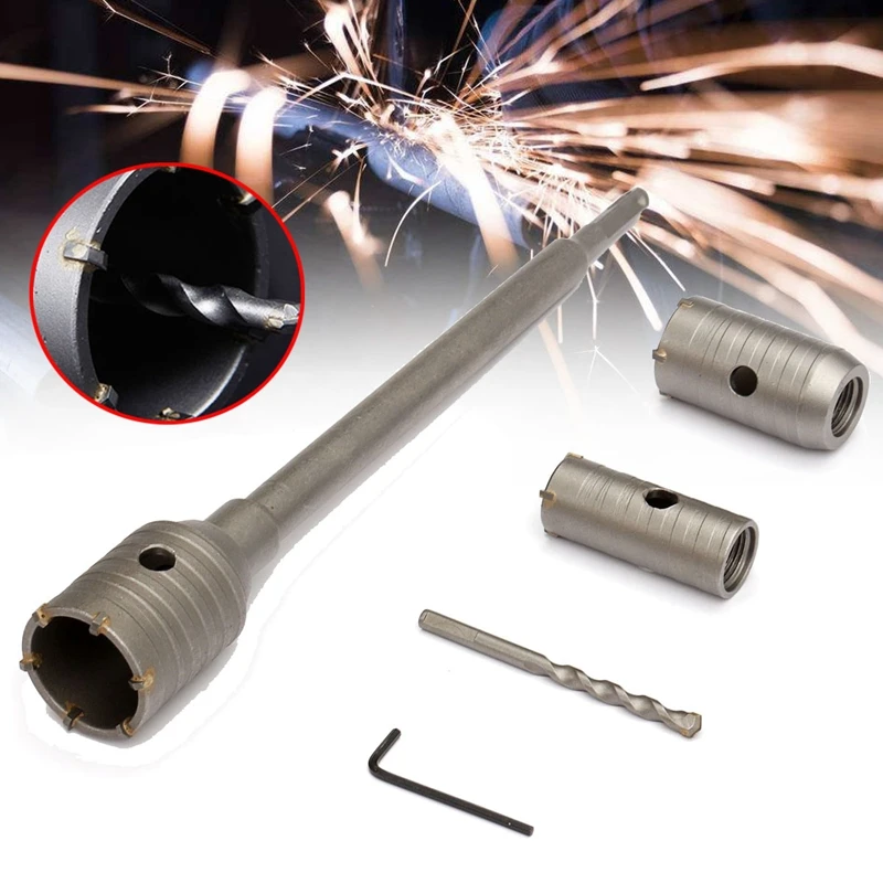 

3Pcs 30/40/50Mm Sds Plus Shank Hole Saw Cutter Concrete Cement Stone Wall Drill Bit With Wrench
