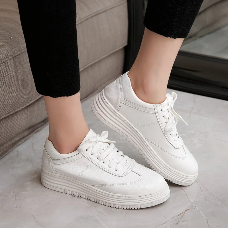 Женская однотонная Вулканизированная прогулочная Обувь На Шнуровке