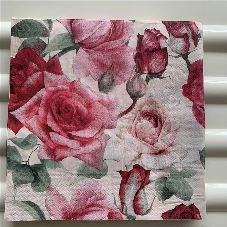 20 марочные салфетки с бумажными одноразовыми розовые белые цветы декупаж