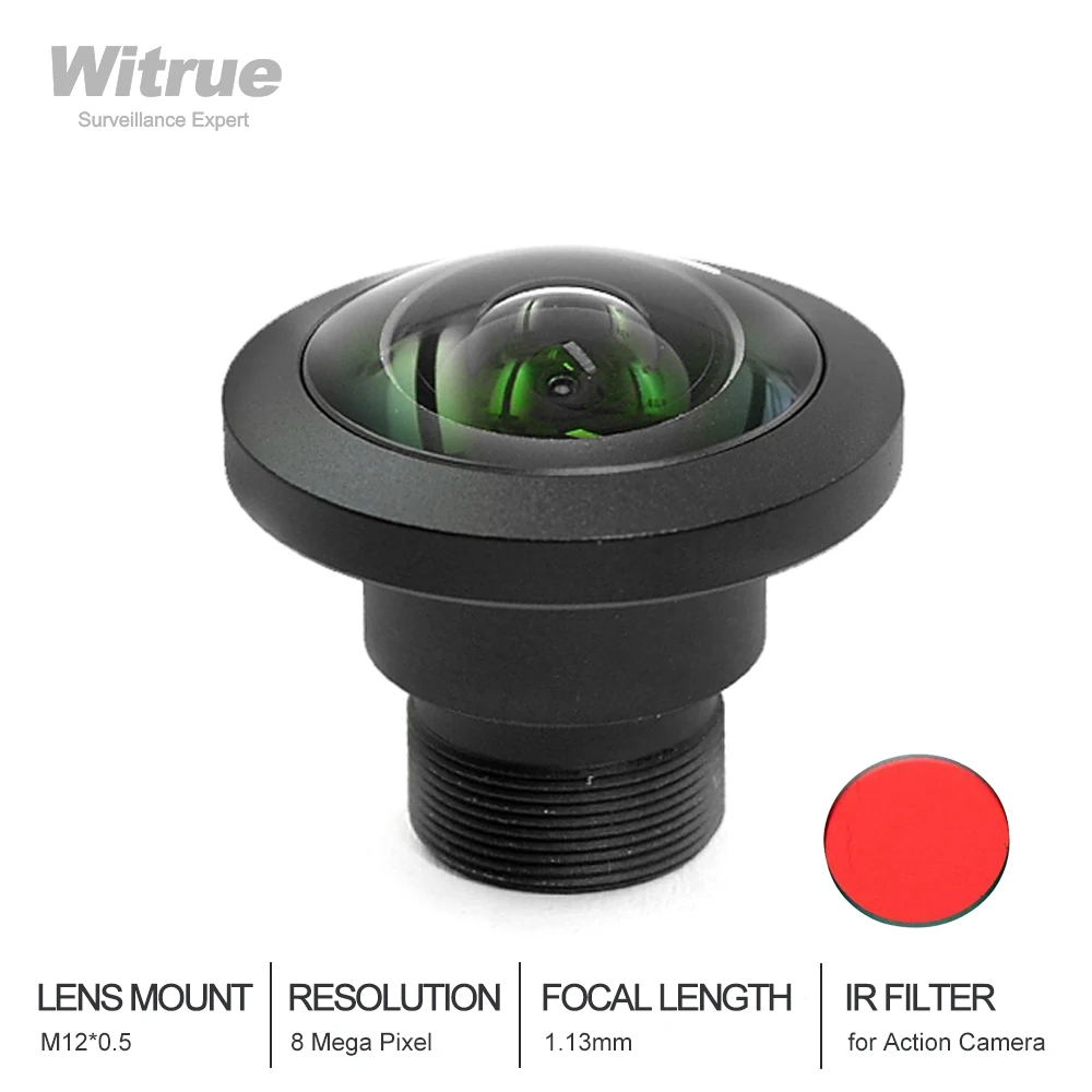 

Witrue 4K Fisheye CCTV Lens 8Megapixel1/2.7 inch 220 Degree M12 Mount 1.13mm F2.0 For IMX178/IMX226 4K Camera Action Camera