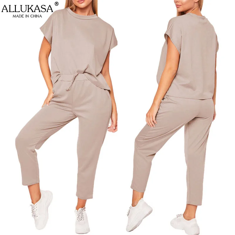 

Allukasa 2 Piece Outfits for Women Outfit Casual Trousers Suit Ropa De Mujer Streetwear Conjunto Femenino Summer Joggers Set New