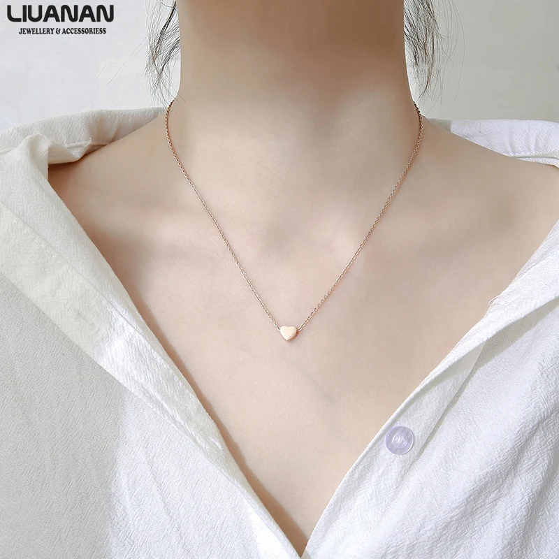 

Simple Fashion Heart Pendant Necklace For Women Girl Gift Choker Jewelry Stainless Steel Silver Color Pendant Jewelry Birthday
