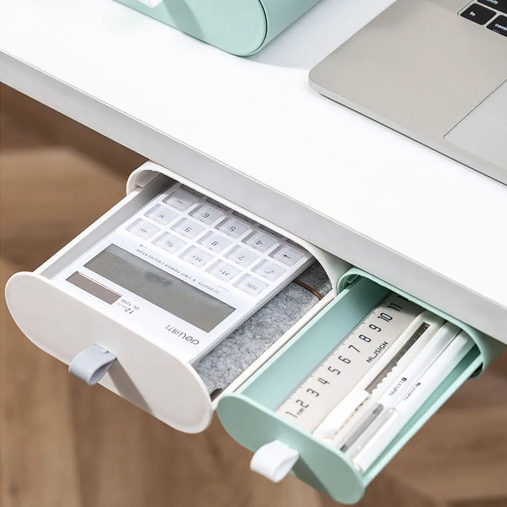 Kitchen Office Bedroom Storage Tools Under Desk Drawer Self-adhesive Pencil Tray Desktop Sundries Cosmetics Ableware Box | Дом и сад