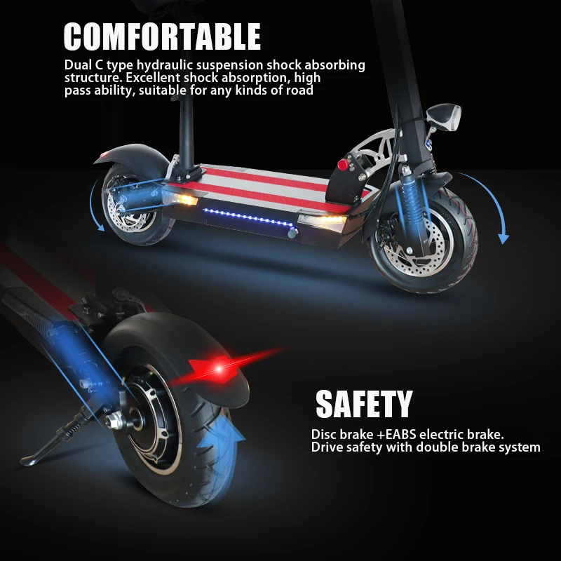 

800W Powerful Electric Scooter Max Speed 42km/h Electric Kick Scooter Max Mileage 80km E Scooter Folding Adult patinete eltrico