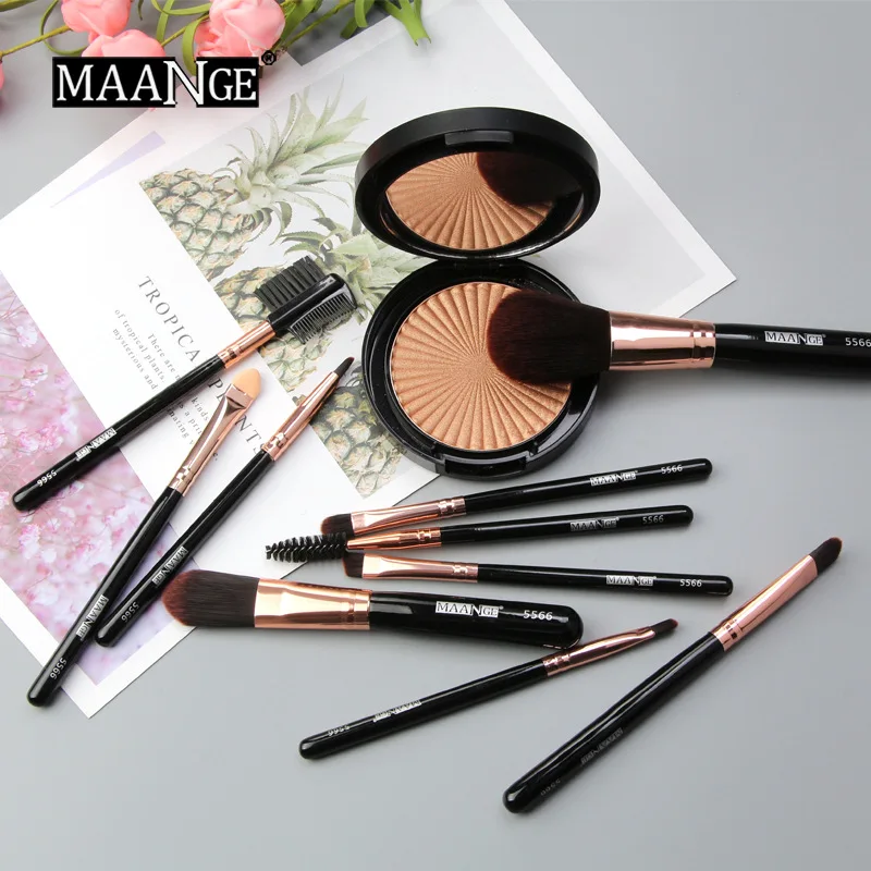 

Hot Sales MAANGE 10 Makeup Brush Sets Portable Beginner Brush Cosmetic Tools Suit Gift for Girl or Women