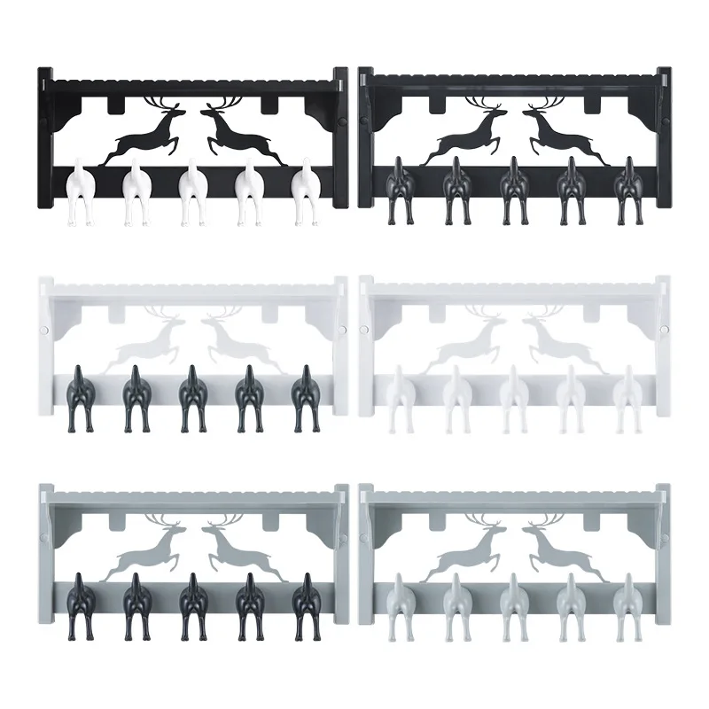 

Paste / Punch Nordic Shelves Wall Hanging Living Room Bedroom Door Practical Coat Hook Bathroom Kitchen Storage Rack
