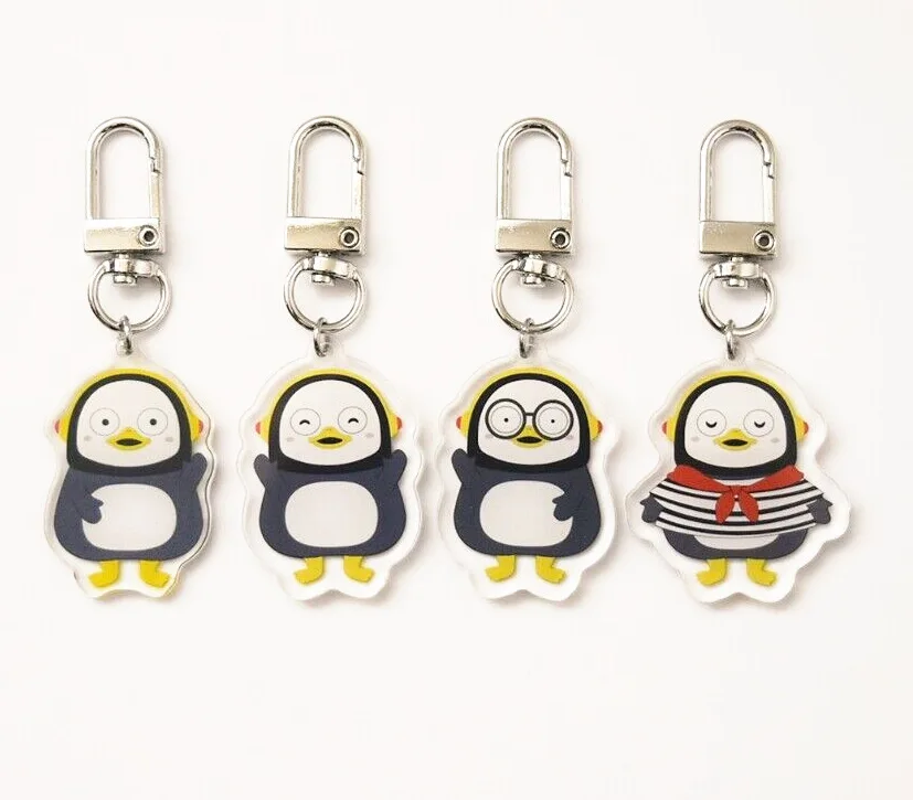 

South Korea Pengsoo Penguin Keychain Action Figures Toy Cute Puppets Animal Plastic Key Chain For Girl Keyring Gift