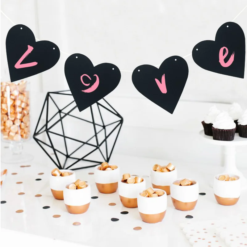 

Флажки для дня рождения, черные, ручной работы, 15 шт., баннеры, флажки