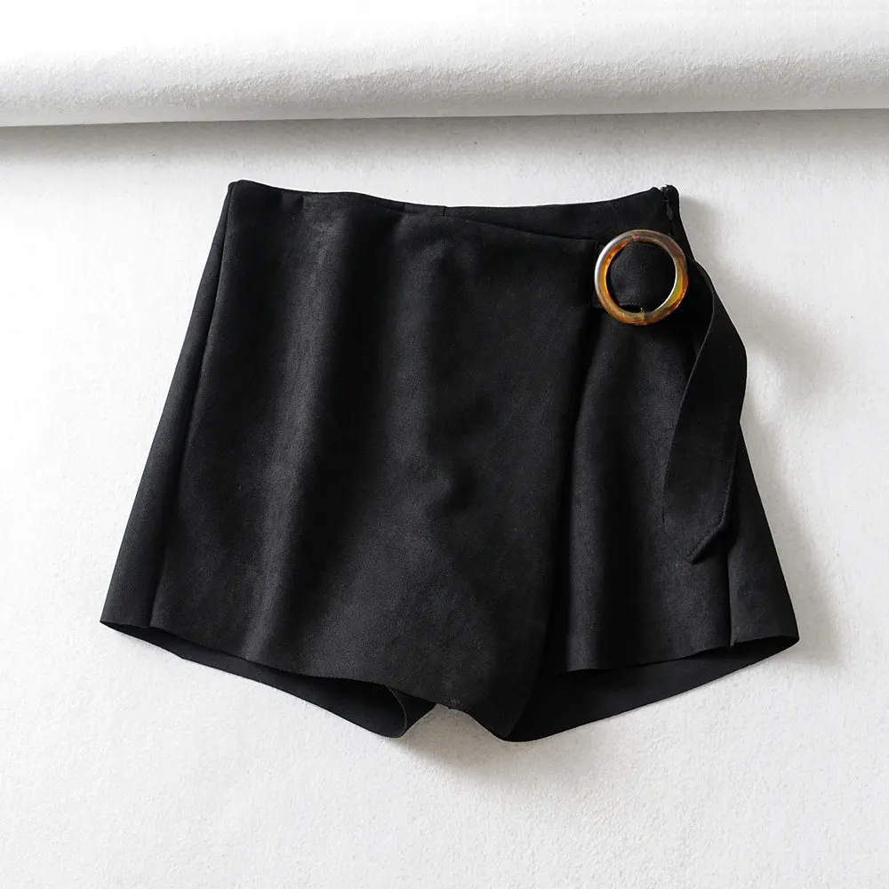 2019 английский стиль Женские однотонные повседневные замшевые шорты женские с