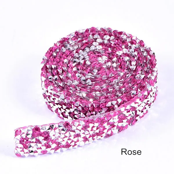 Rose 1 ярд/Лот, ширина 15 м, много цветов, стразы, окантовка, кристалл, серебро, стразы, окантовка, пояс, стразы, отделка, сделай сам, B3838 - Цвет: Rose