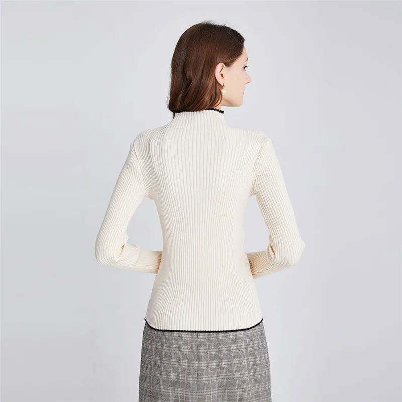 Свитер женский зимний кашемировый с высоким воротом и пуговицами | Женская