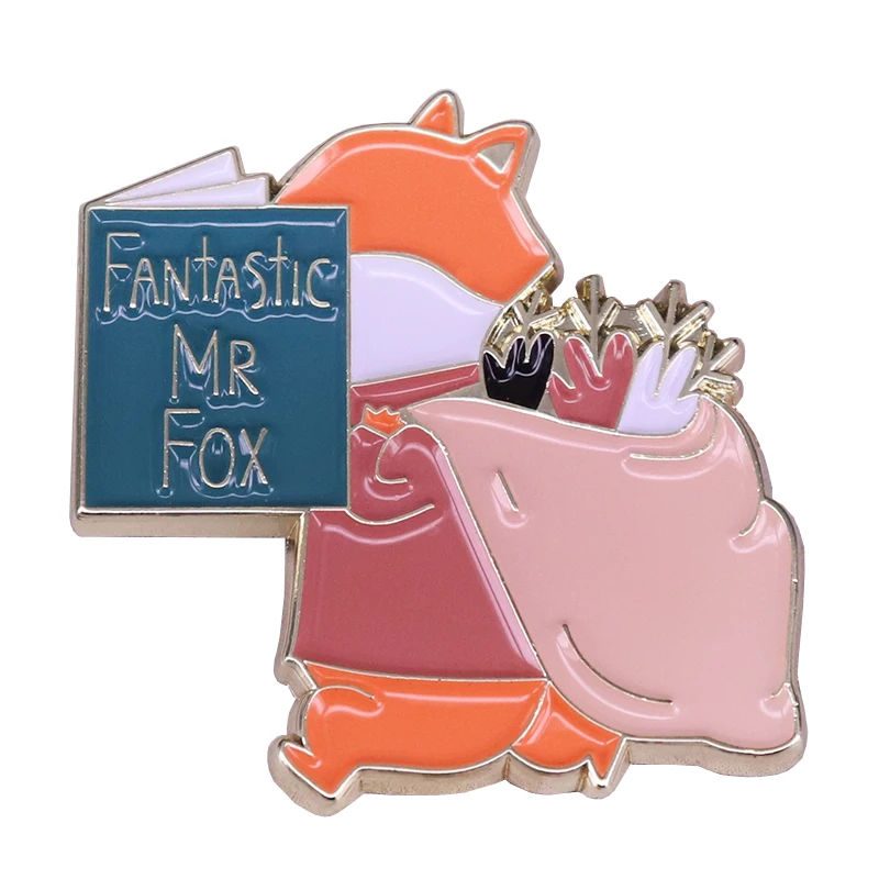 Фантастический значок для чтения Mr Fox Забавный литературный милый вязаный