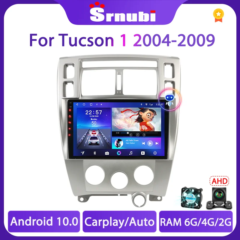Автомобильный мультимедийный видеоплеер Srnubi Android 10 для Hyundai Tucson 2004 2005 2006 -2009 GPS