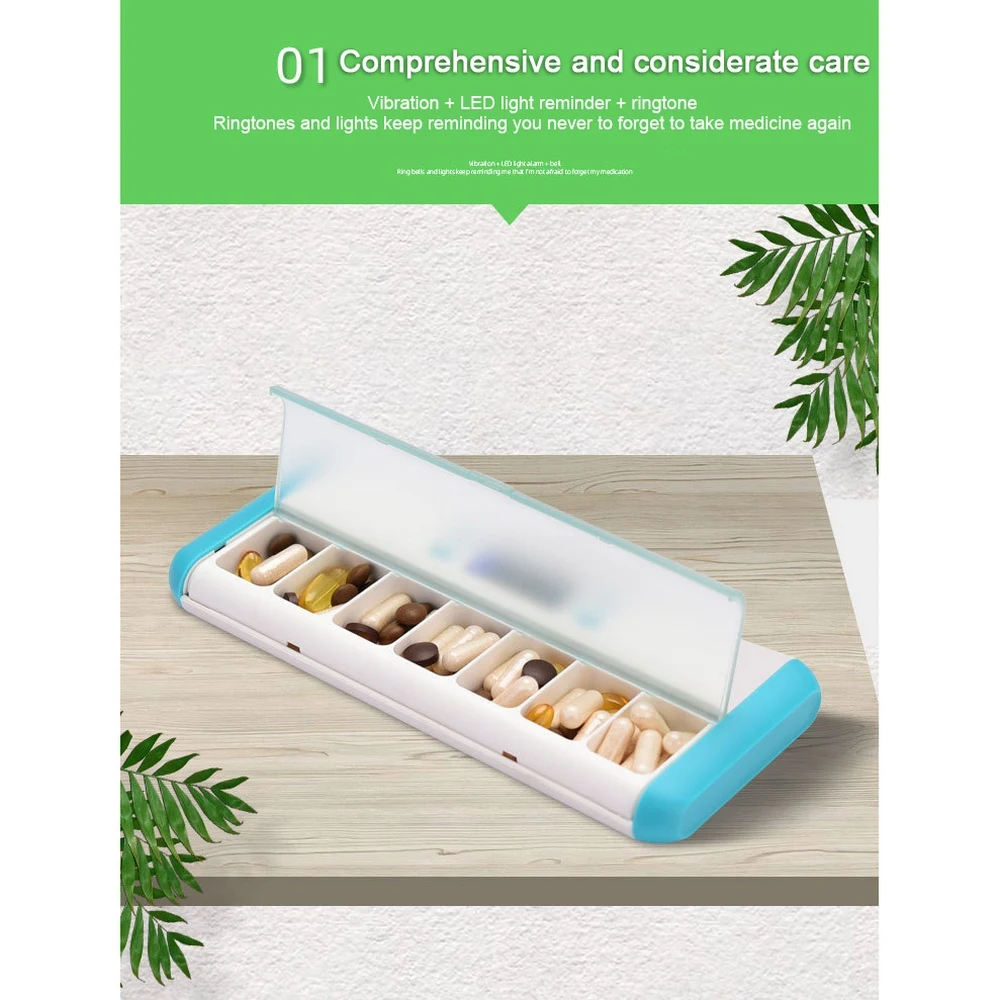 

2020 latest Smart Electronic Timed Reminder, Vibration LED Light Reminds the pill the light indicates to take the medicine grid