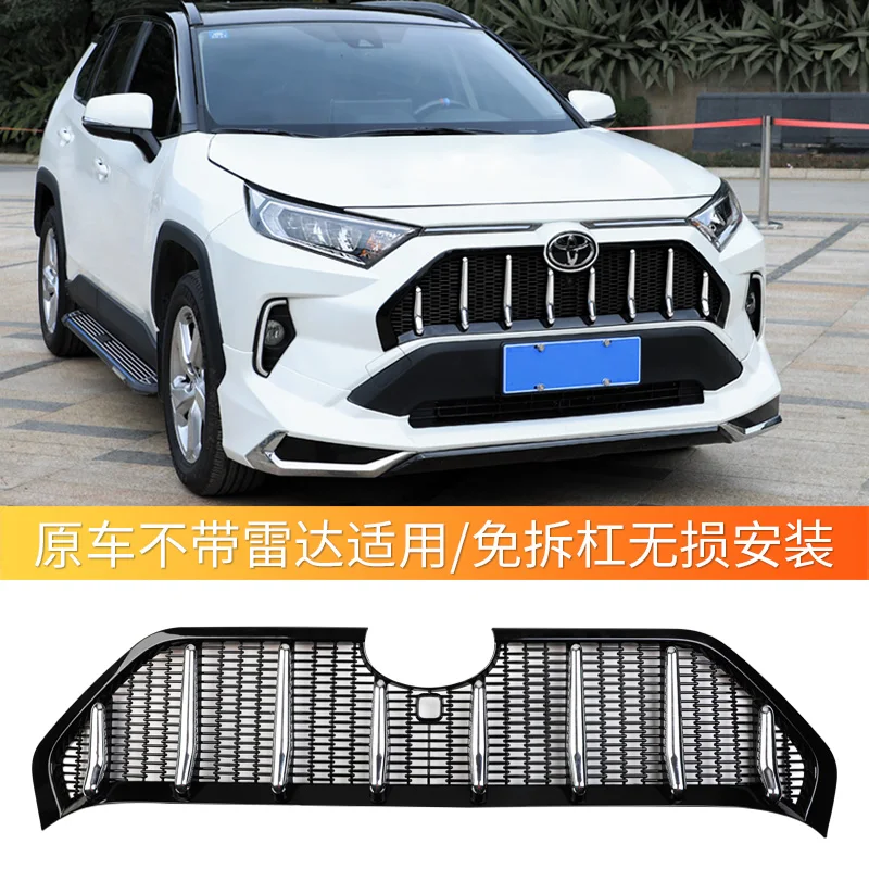 

Решетка для Toyota RAV4 2019 2020 2021 5th China, открытая заправленная решетка «черного рыцаря», передний центральный гриль, декоративные аксессуары