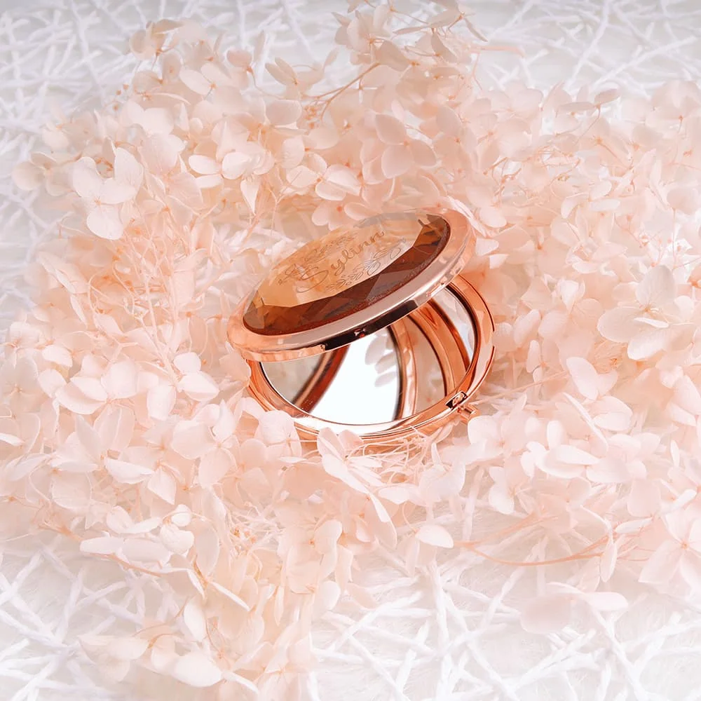 Женское портативное зеркало для макияжа Складное двухстороннее с кристаллами