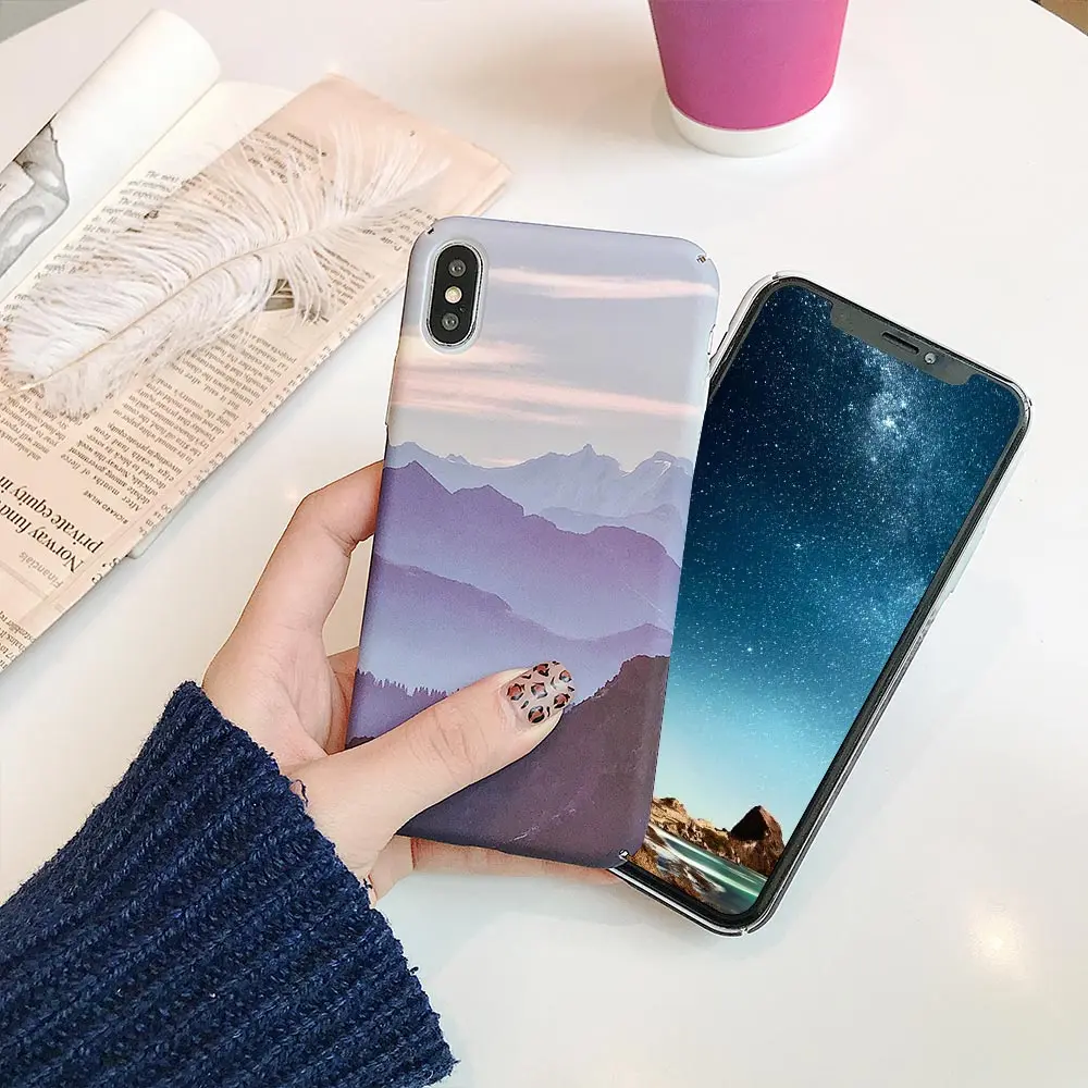 KISSCASE Landscape Phone Case For Xiaomi Redmi Note 7 6 pro PC Protective Max3 MI 8 9 A1 A2 Coque Cover |