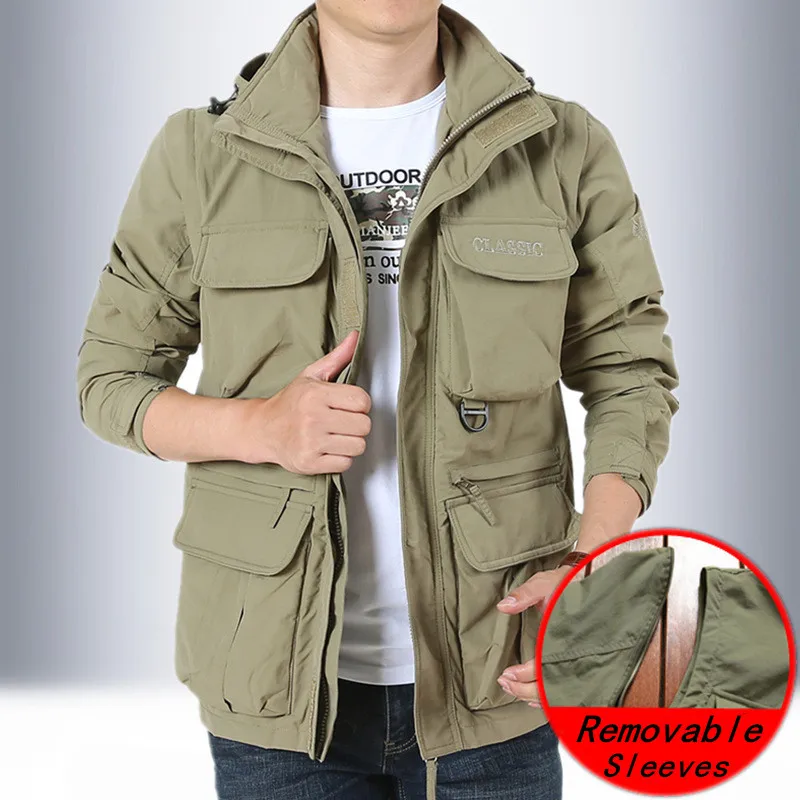 

Men Outdoor Jacket Military Waterproof Hiking Jacket Coat Men Windbreaker Jacket New Spring Winter Multi-pocket Tactical Outwear