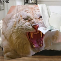 nknk brank white tiger blanket animal plush throw blanket ferocious thin quilt harajuku 3d print sherpa blanket new premium