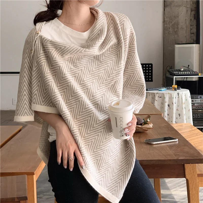 2022 Sale Hijab Winter Button Shawl Thickened Warm Imitation Cashmere Scarf Women Bandana Pashmina Scarves Poncho Foulard Femme 