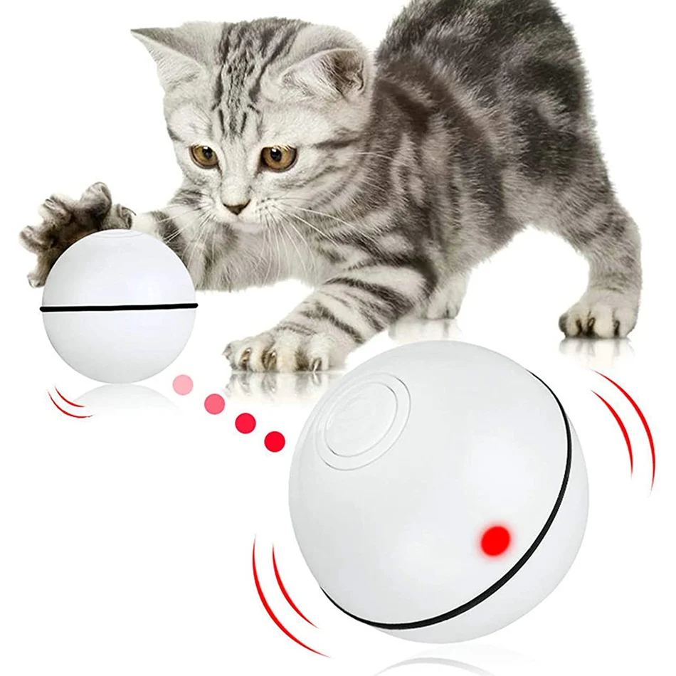 

Smart Cat Toy Interactive Electronic Self Rotating Roll Ball with Light Pet Cat Play Game Toy Automatic USB Ball for Cat Kitten
