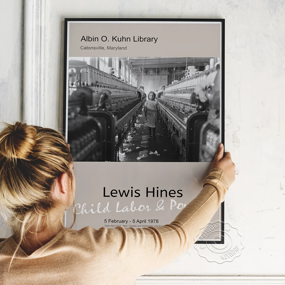 

Lewis Hine Exhibition Museum Poster, Hine Black White Photograph, Retro Character Wall Picture, Living Room Home Decor Bedroom