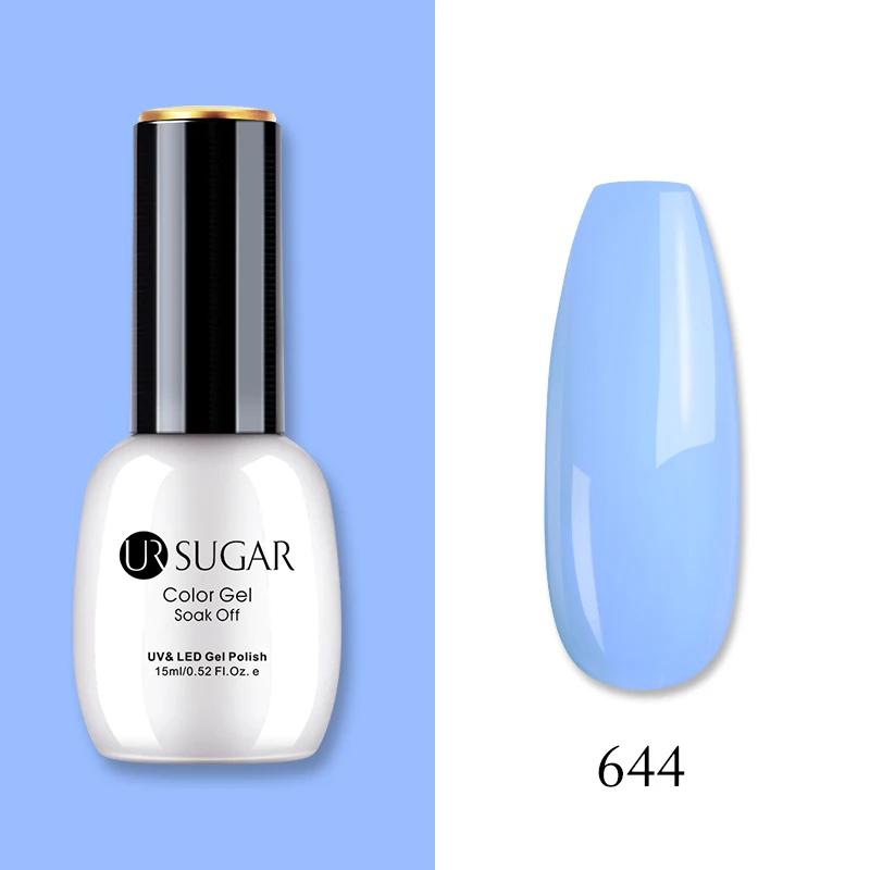 Ur Sugar, 15 мл, Цветной Гель-лак, гибридный лак для ногтей, для маникюра, УФ-светодиодный Полупостоянный гель для ногтей, впитывающий Гель-лак, базовое верхнее покрытие - Цвет: 644