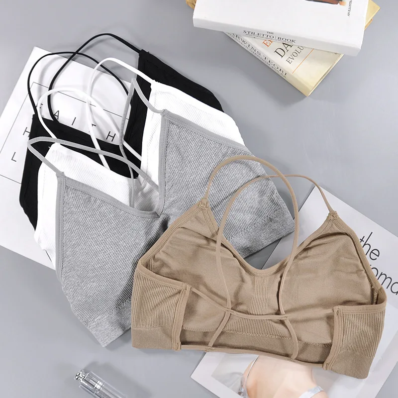 Женский Труба без спинки Топ бюстгальтер пуш-ап топы для фитнеса однотонный