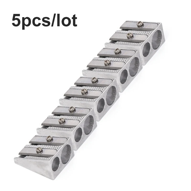 

5Pcs/Set Metal Bevelled Double Hole Pencil Sharpener School Office Stationery