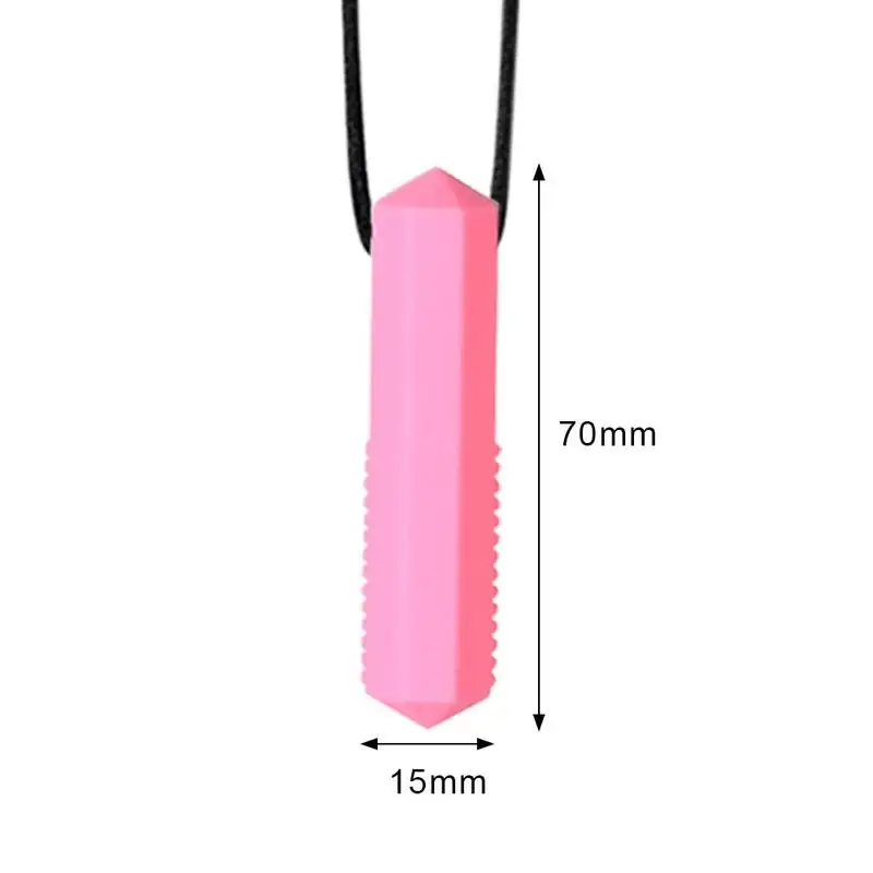 

5 Colors Silicone Cylinder Baby Teether Autistic Children Sensory Chewing Teether Pendant Necklace Molar Stick Bite Toys