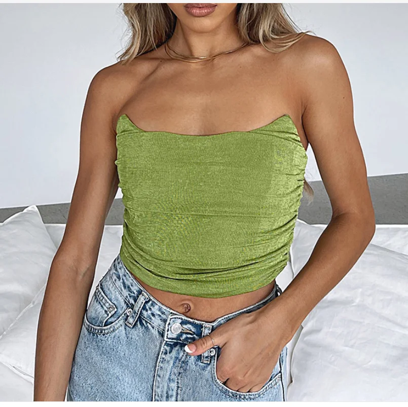 

Sexy Solid Color Tank Top Crop Top Female Slim Fishbone Knitted Tube Top Tanks Camis Corset Crochet Top 2022 Ladies Tops