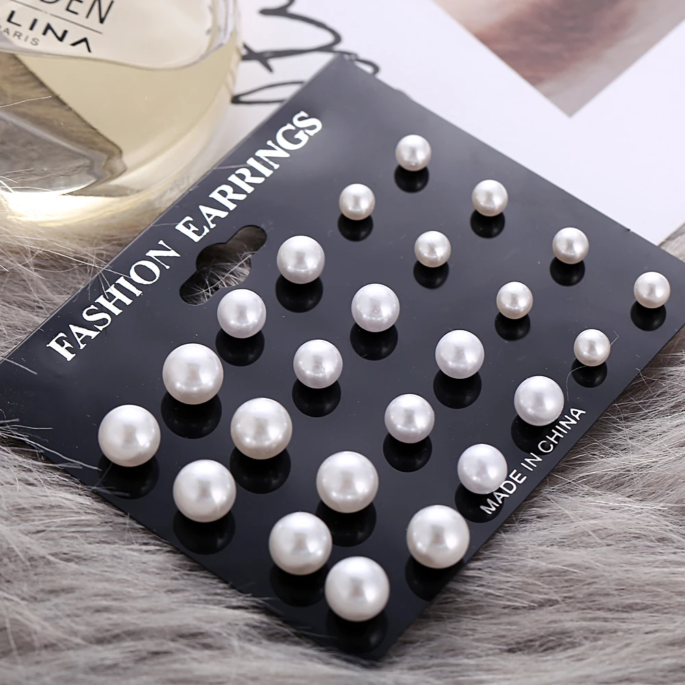 2019 новый искусственный жемчуг уха ногтей набор 12 пар классических Ретро простой
