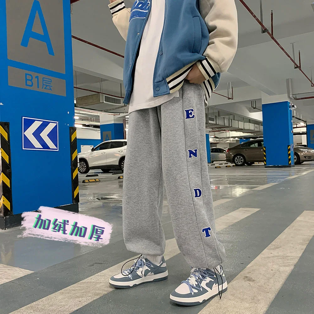 

PR Fleece Sweatpants Men Warm Print Jogger Pants Winter Fashion Streetwear Sport Pants For Male Hip Hop Casual Man Trousers