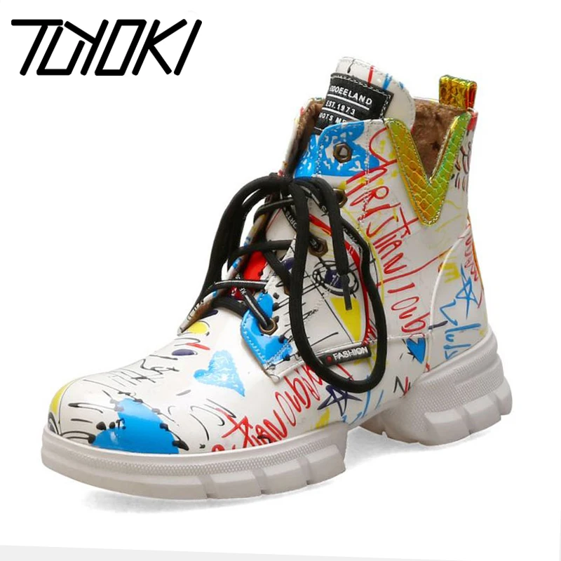 Женские ботильоны на шнуровке Tuyoki Модные Цветные кроссовки в стиле Харадзюку с